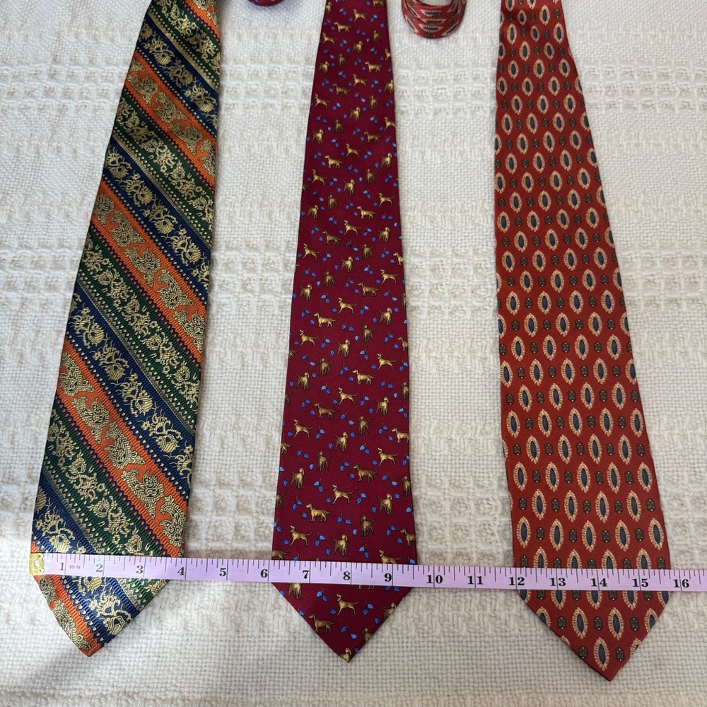 56.5” Lanvin Tiffany Valentino Silk Tie Bundle Vintage Patterns - Picture 5 of 8